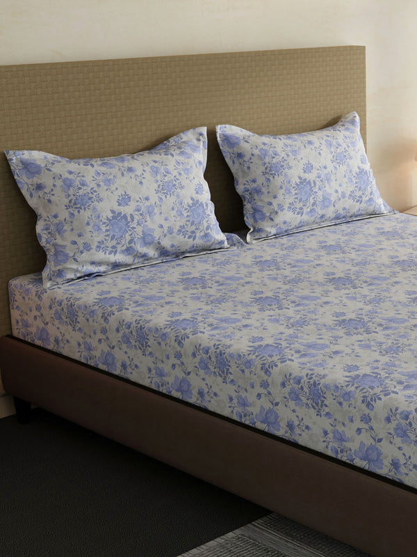 100% Cotton King Fitted Sheet Set, 144 TC Printed, Lumina Floret Collection
