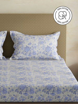 100% Cotton King Fitted Sheet Set, 144 TC Printed, Lumina Floret Collection
