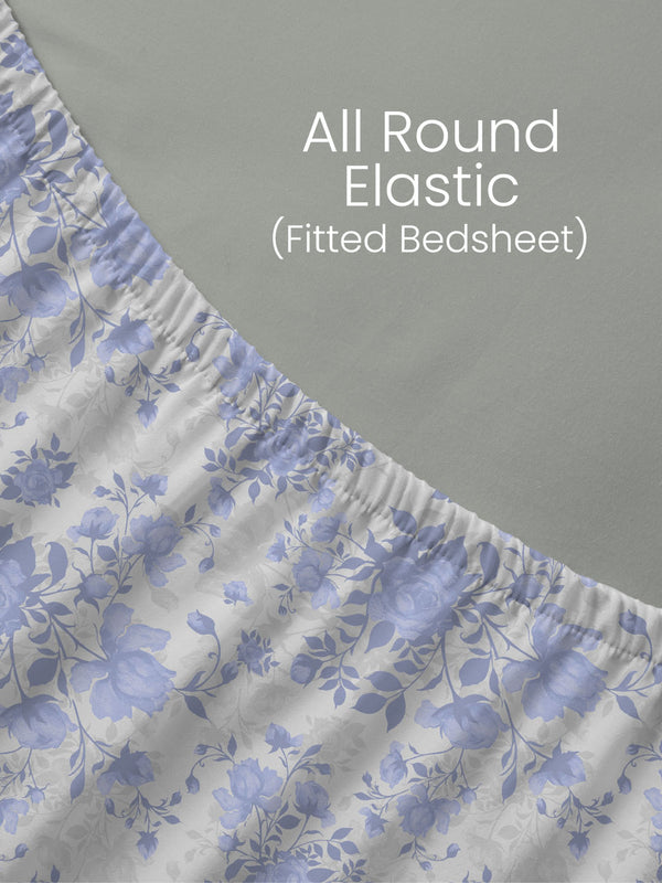 100% Cotton King Fitted Sheet Set, 144 TC Printed, Lumina Floret Collection