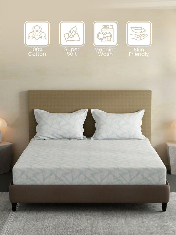 100% Cotton King Fitted Sheet Set, 144 TC Printed, Lumina Floret Collection