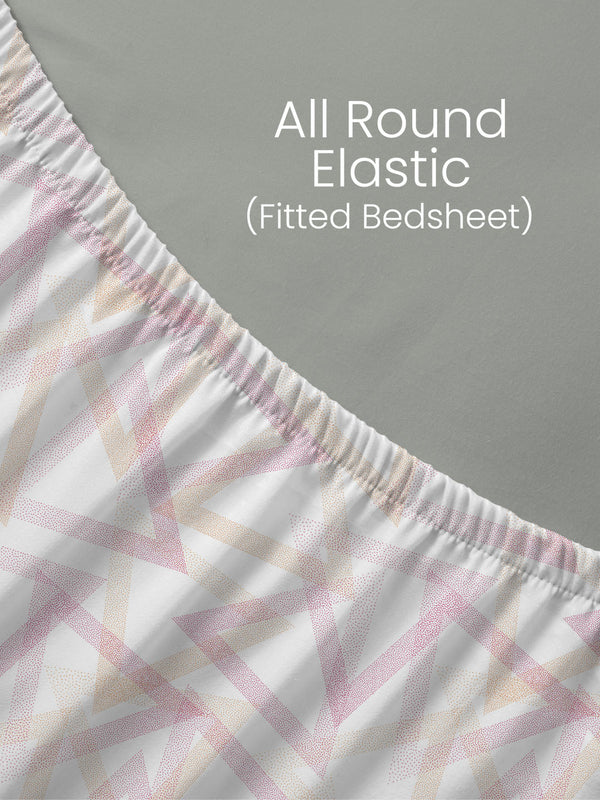 100% Cotton King Fitted Sheet Set, 144 TC Printed, Lumina Floret Collection
