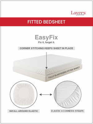 100% Cotton King Fitted Sheet Set, 144 TC Printed, Lumina Floret Collection