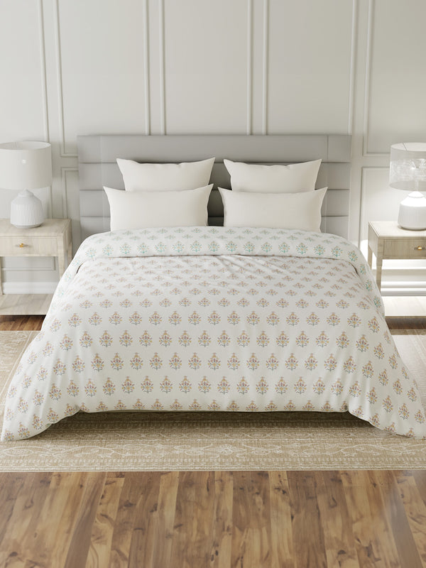 100% Cotton Double Reversible Comforter, 144 TC Printed, Lumina Floret Collection
