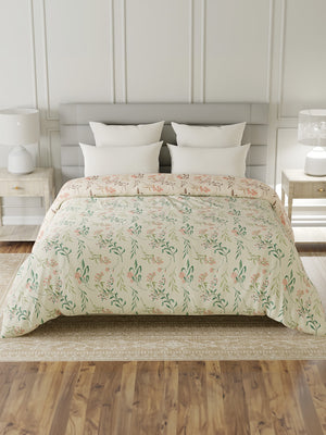 100% Cotton Double Reversible Comforter, 144 TC Printed, Lumina Floret Collection