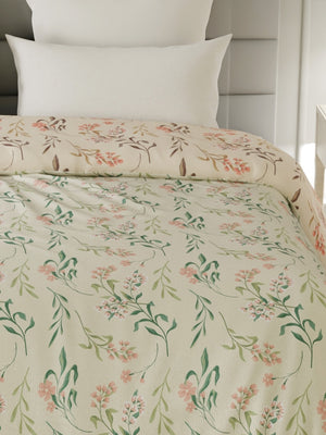100% Cotton Double Reversible Comforter, 144 TC Printed, Lumina Floret Collection