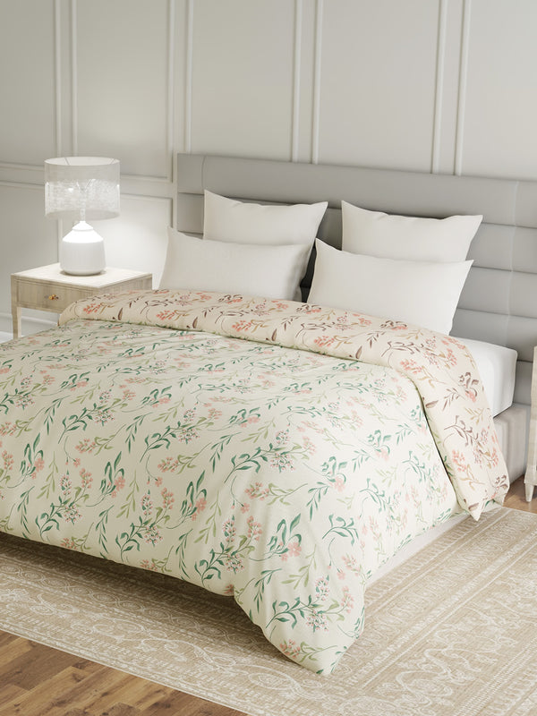 100% Cotton Double Reversible Comforter, 144 TC Printed, Lumina Floret Collection