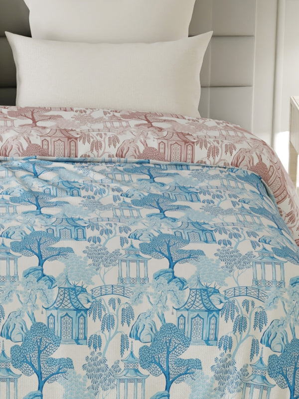 100% Cotton Double Reversible Comforter, 144 TC Printed, Lumina Floret Collection