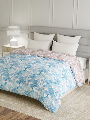 100% Cotton Double Reversible Comforter, 144 TC Printed, Lumina Floret Collection