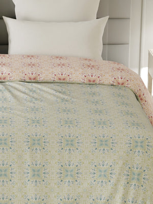 100% Cotton Double Reversible Comforter, 144 TC Printed, Lumina Floret Collection