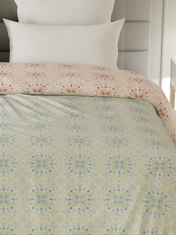 100% Cotton Double Reversible Comforter, 144 TC Printed, Lumina Floret Collection