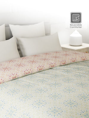 100% Cotton Double Reversible Comforter, 144 TC Printed, Lumina Floret Collection