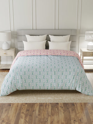 100% Cotton Double Reversible Comforter, 144 TC Printed, Lumina Floret Collection