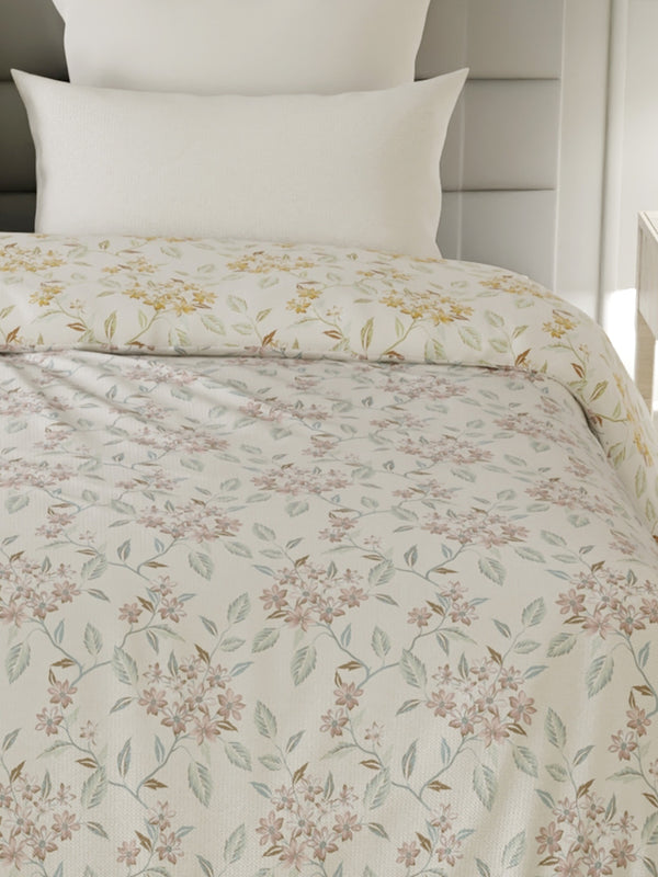 100% Cotton Double Reversible Comforter, 144 TC Printed, Lumina Floret Collection