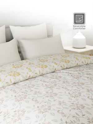 100% Cotton Double Reversible Comforter, 144 TC Printed, Lumina Floret Collection