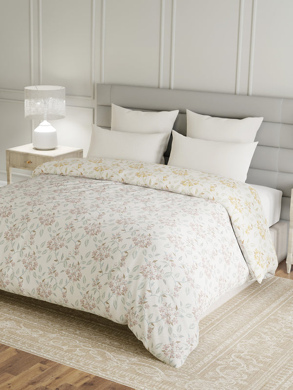 100% Cotton Double Reversible Comforter, 144 TC Printed, Lumina Floret Collection