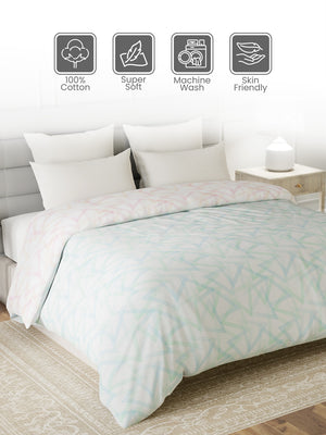 100% Cotton Double Reversible Comforter, 144 TC Printed, Lumina Floret Collection