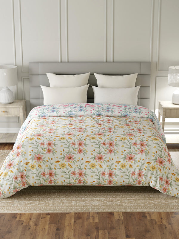 Reversible Double Comforter, 100% Cotton 140 TC, Multicolor Floral, For Mild Winter & All Season Lumina Floret