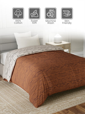100% Cotton Single Reversible Comforter, 144 TC Printed, Lumina Floret Collection