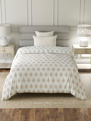 100% Cotton Single Reversible Comforter, 144 TC Printed, Lumina Floret Collection