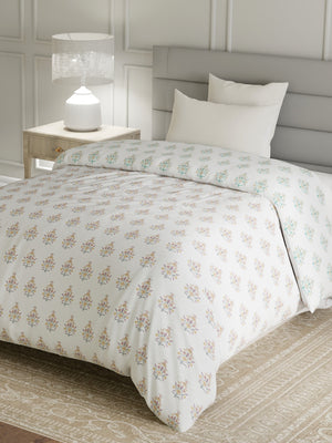 100% Cotton Single Reversible Comforter, 144 TC Printed, Lumina Floret Collection