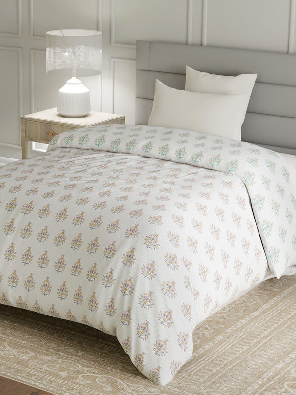 100% Cotton Single Reversible Comforter, 144 TC Printed, Lumina Floret Collection