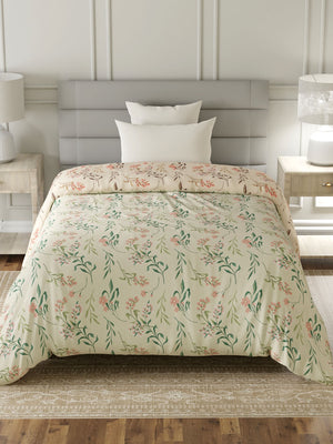 100% Cotton Single Reversible Comforter, 144 TC Printed, Lumina Floret Collection
