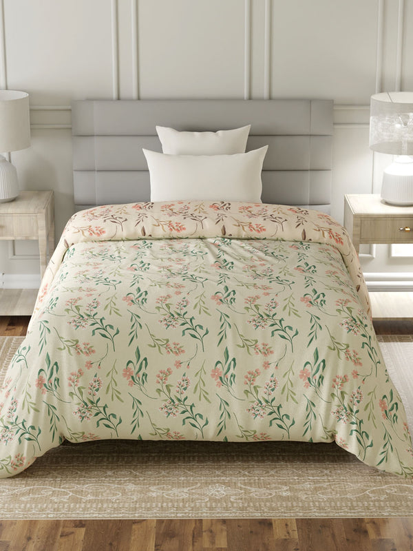 100% Cotton Single Reversible Comforter, 144 TC Printed, Lumina Floret Collection