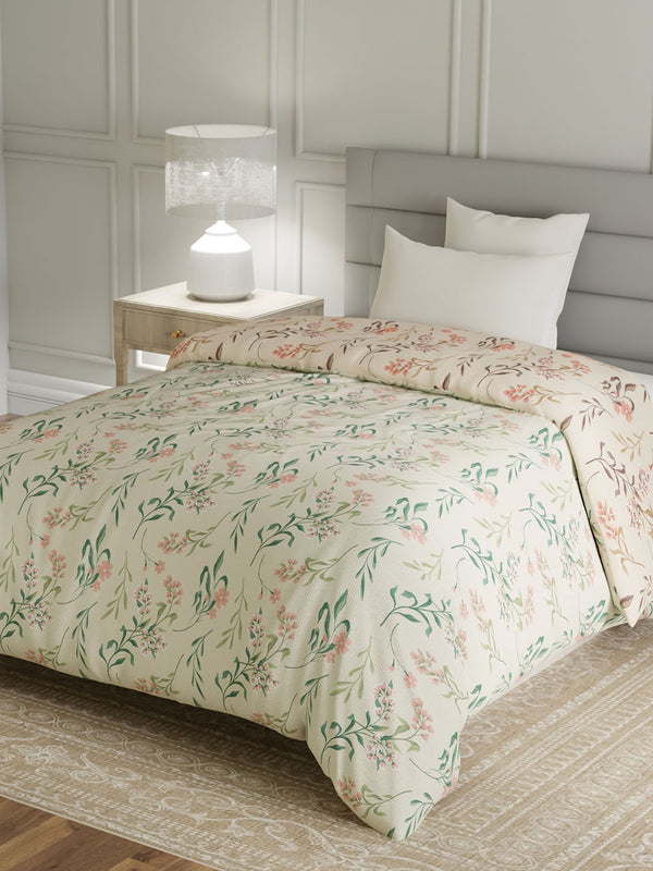 100% Cotton Single Reversible Comforter, 144 TC Printed, Lumina Floret Collection