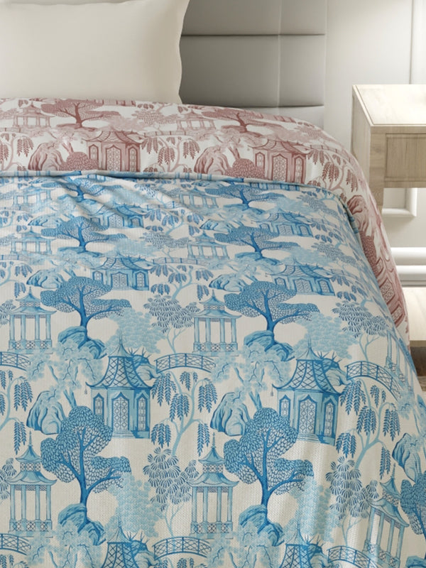 100% Cotton Single Reversible Comforter, 144 TC Printed, Lumina Floret Collection