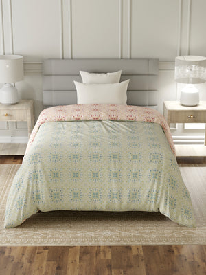 100% Cotton Single Reversible Comforter, 144 TC Printed, Lumina Floret Collection