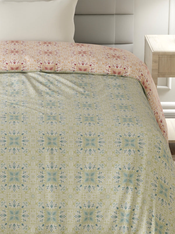 100% Cotton Single Reversible Comforter, 144 TC Printed, Lumina Floret Collection