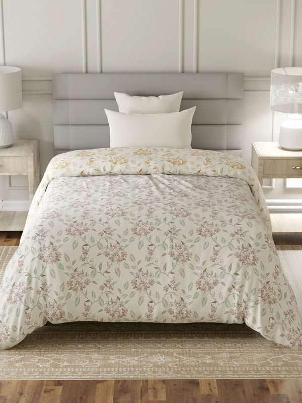 100% Cotton Single Reversible Comforter, 144 TC Printed, Lumina Floret Collection