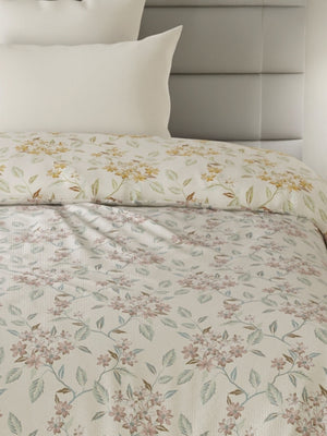 100% Cotton Single Reversible Comforter, 144 TC Printed, Lumina Floret Collection