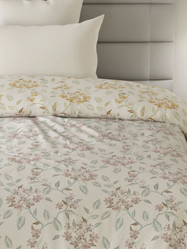 100% Cotton Single Reversible Comforter, 144 TC Printed, Lumina Floret Collection
