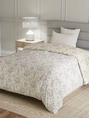 100% Cotton Single Reversible Comforter, 144 TC Printed, Lumina Floret Collection