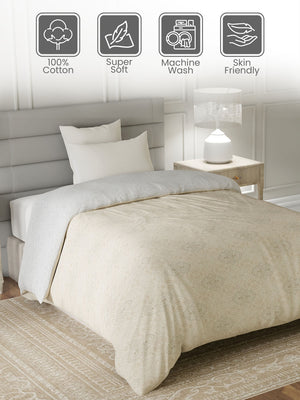 100% Cotton Single Reversible Comforter, 144 TC Printed, Lumina Floret Collection