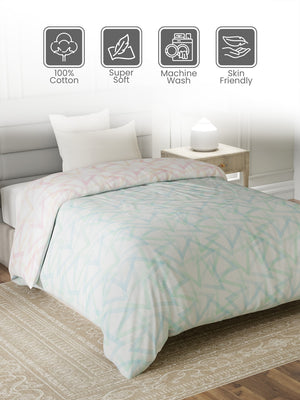 100% Cotton Single Reversible Comforter, 144 TC Printed, Lumina Floret Collection