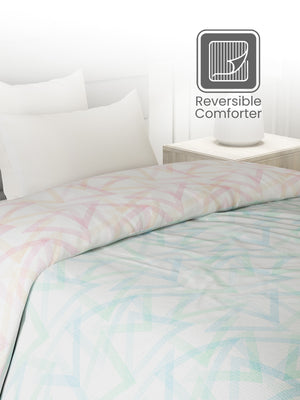 100% Cotton Single Reversible Comforter, 144 TC Printed, Lumina Floret Collection