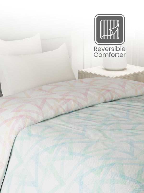 100% Cotton Single Reversible Comforter, 144 TC Printed, Lumina Floret Collection