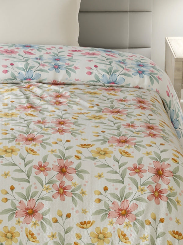 Reversible Single Comforter, 100% Cotton 140 TC, Multicolor Floral, For Mild Winter & All Season Lumina Floret