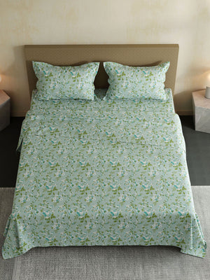 100% Cotton Double Bedsheet Set, 144 TC Printed, Lumina Floret Collection