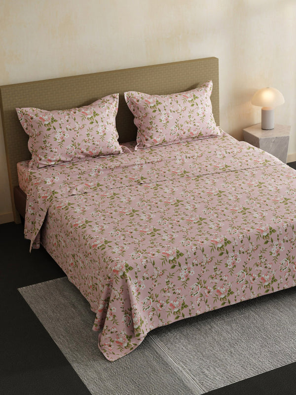 100% Cotton Double Bedsheet Set, 144 TC Printed, Lumina Floret Collection