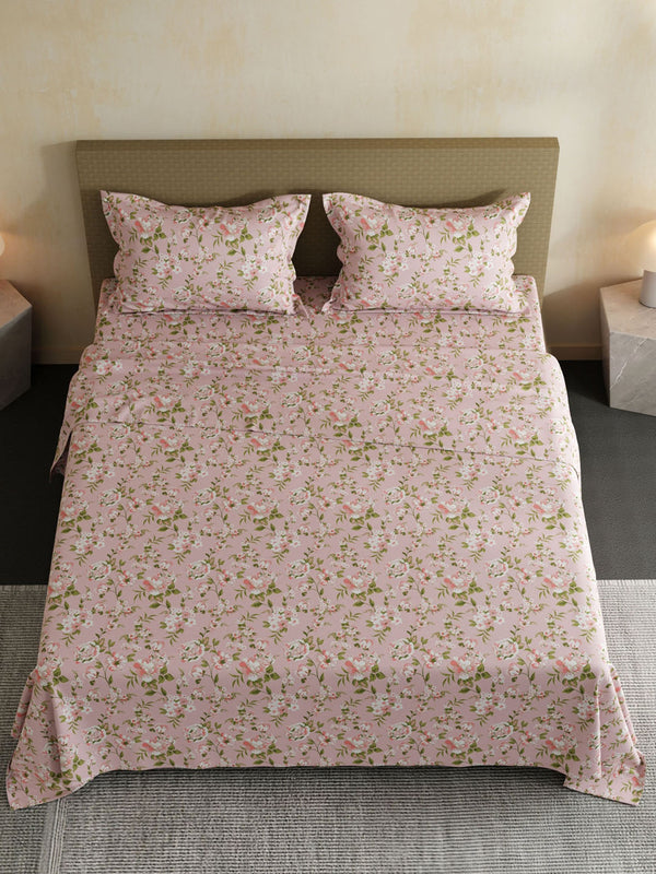 100% Cotton Double Bedsheet Set, 144 TC Printed, Lumina Floret Collection