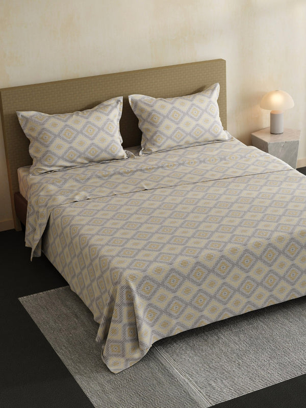 100% Cotton Double Bedsheet Set, 144 TC Printed, Lumina Floret Collection