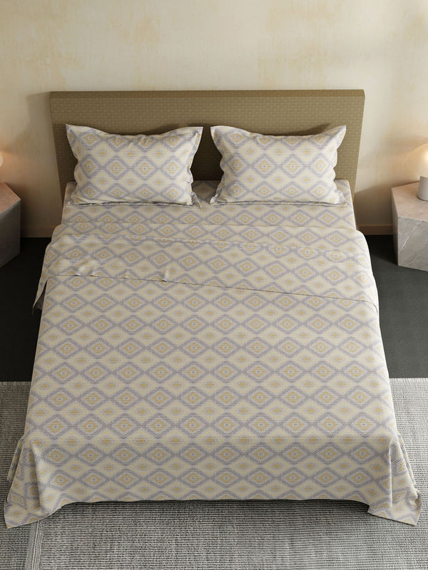 100% Cotton Double Bedsheet Set, 144 TC Printed, Lumina Floret Collection