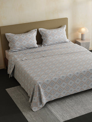 100% Cotton Double Bedsheet Set, 144 TC Printed, Lumina Floret Collection