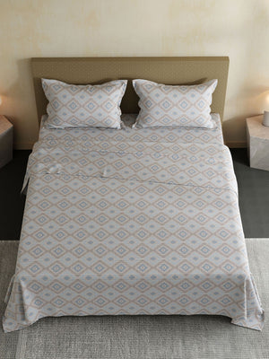 100% Cotton Double Bedsheet Set, 144 TC Printed, Lumina Floret Collection