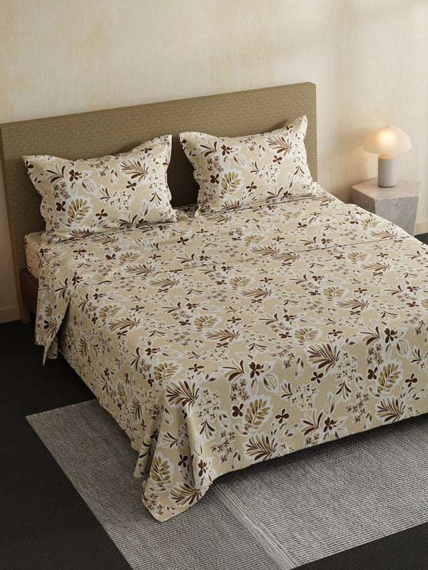 100% Cotton Double Bedsheet Set, 144 TC Printed, Lumina Floret Collection