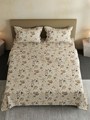 100% Cotton Double Bedsheet Set, 144 TC Printed, Lumina Floret Collection
