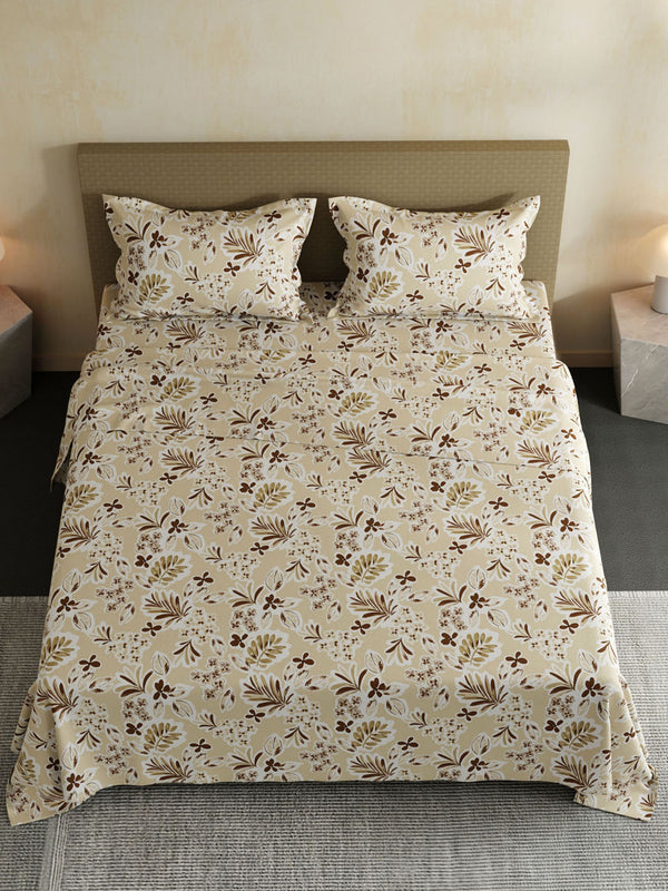 100% Cotton Double Bedsheet Set, 144 TC Printed, Lumina Floret Collection